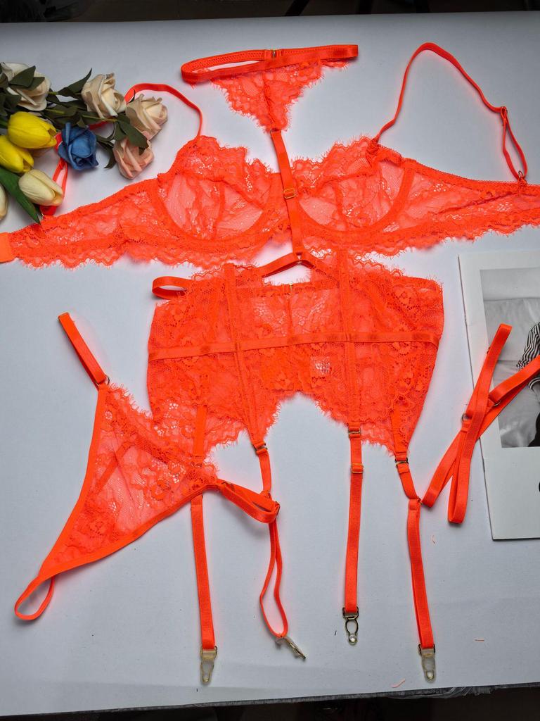 Women's Lace Halter Lingerie & Stocking Set