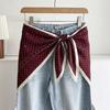 White Floral Small Silk Scarf Triangle Scarf Headscarf Belt Women's Decoration with Skirt Jeans Waist Accessories Fart Curtain