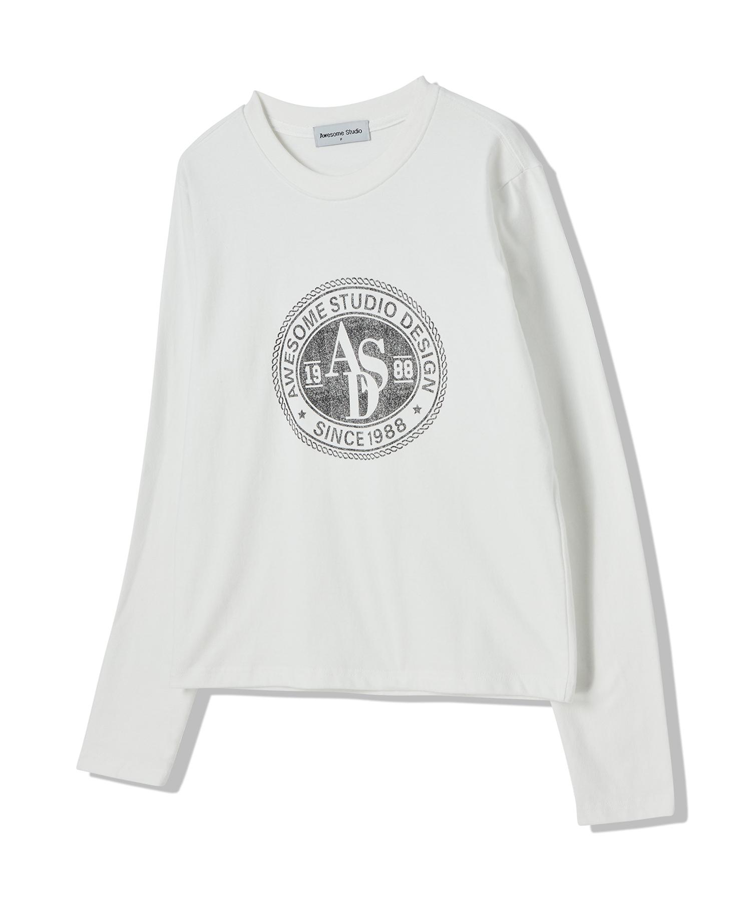 Awesome Studio Long Sleeve Circle Symbol Slim Tee Ivory Ivory/Free