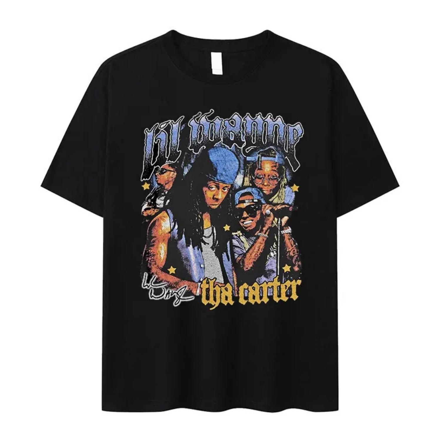 

90s Vintage Lil Wayne Graphic T Shirts Rap Men s Hip Hop Gothic Clothing T-shirt Y2k Unisex High Quality Oversized Cotton TShirt XXXXXL чорний