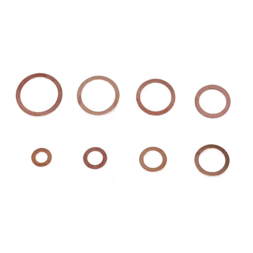 80pcs Solid Copper Sump Plug Assorted Washers Metal Kit Garage Engine Set with Box