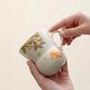 Plant Ash Ceramic Gold Osmanthus Goldfish With Spoon Personal Cup Drinking Water Guochao Chinese Style Office Lady