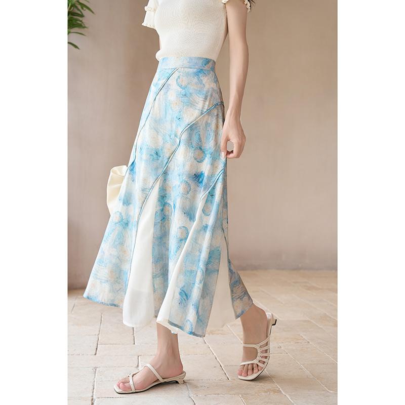 

Женская юбка Mishow, новинка лета 2023, свободные свободные юбки с высокой талией и универсальным эластичным поясом с цветочным принтом MXC39B0095 S