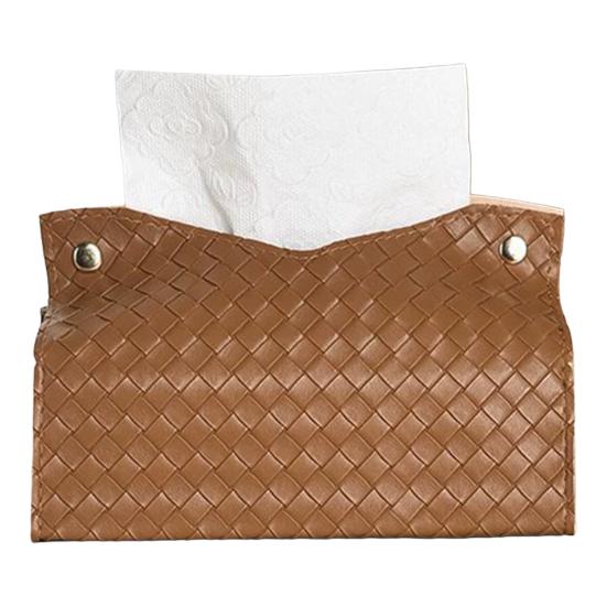 Tissue Box PU Leather Tissue Holder Smooth Dispensing Decorative Paper Towel Case Simple Style Organizer for Home Office Desktop