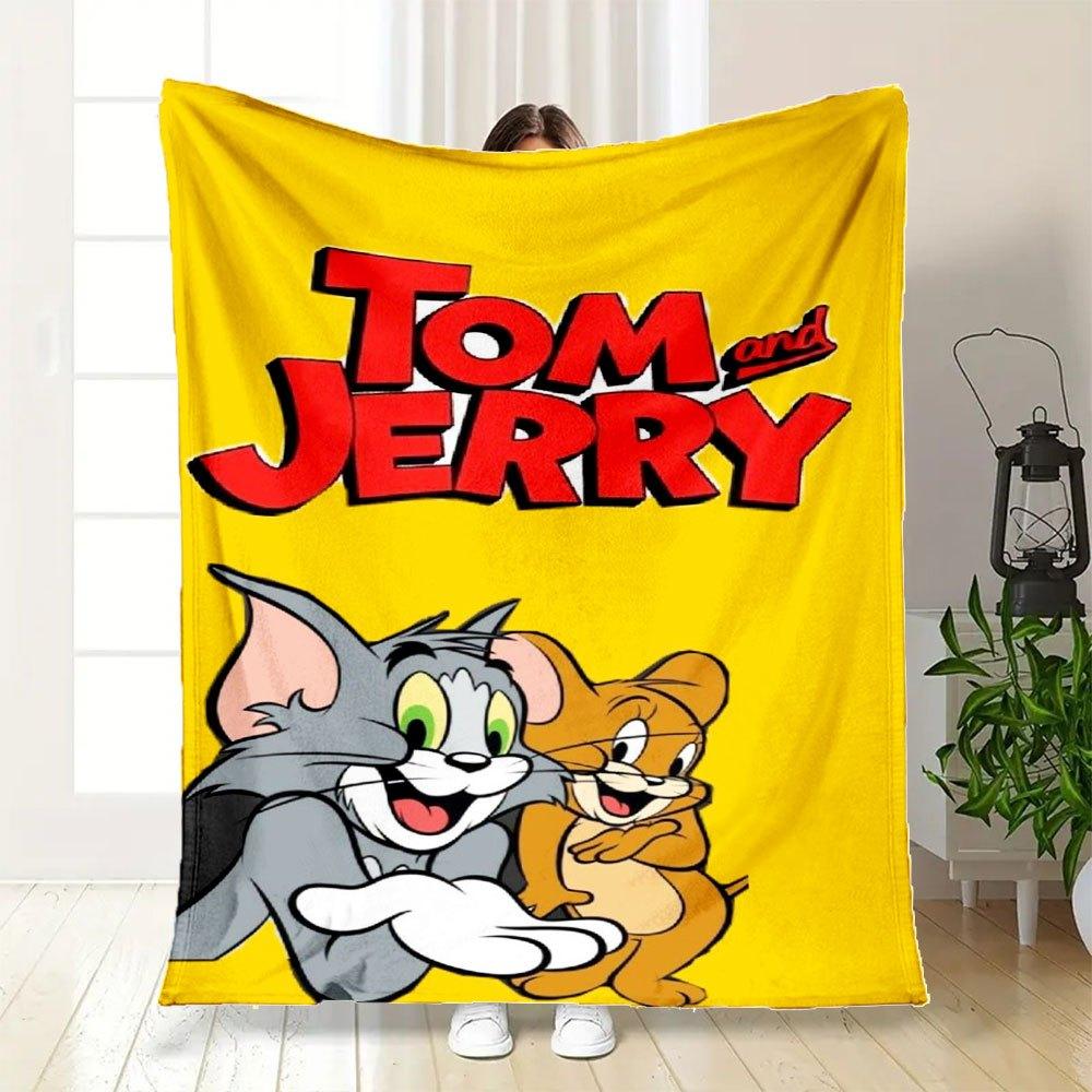 Tom and Jerry Phone WallpaperBlanket Flannel Throw Blanket for Sofa, Bed, Travel, Camping, Office