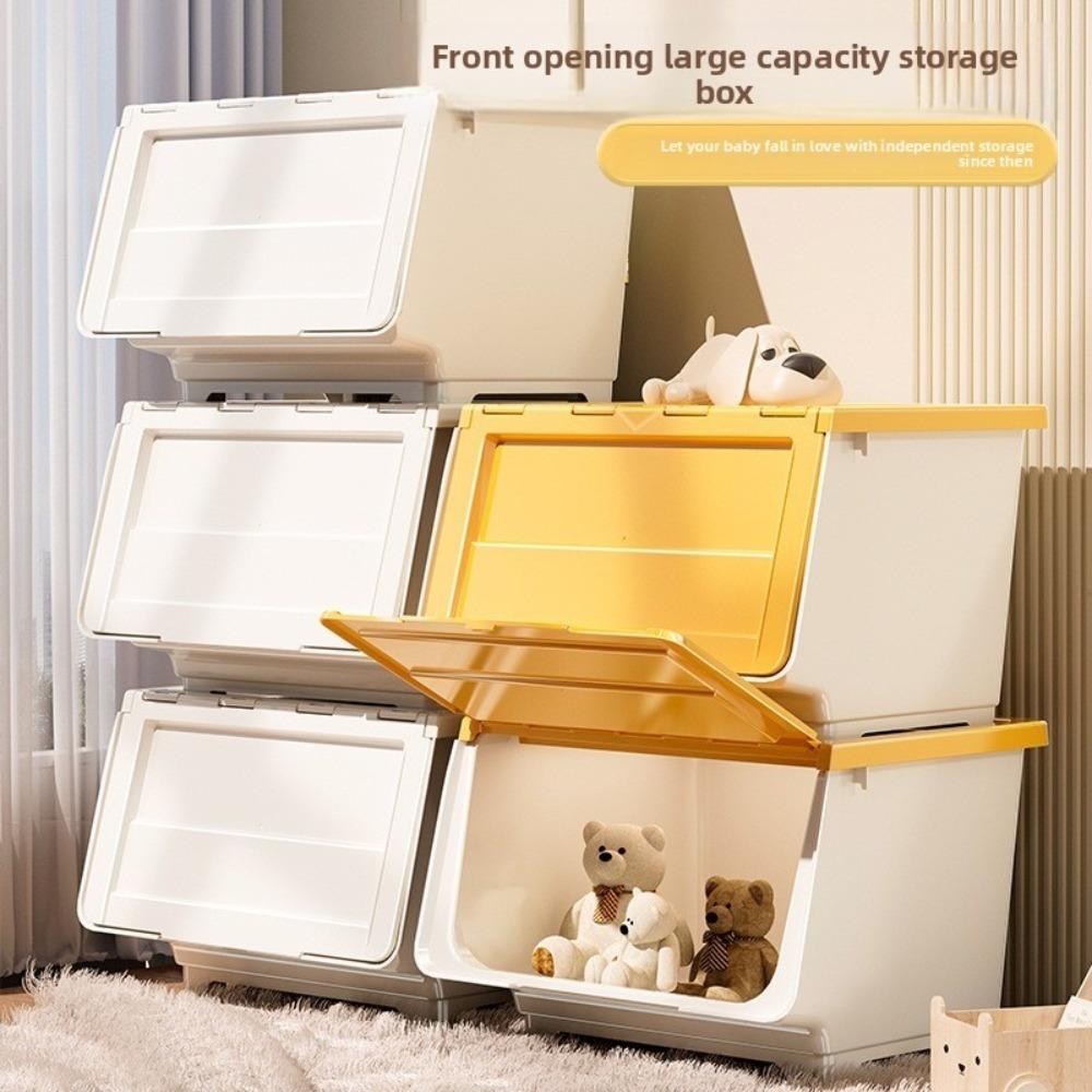Stackable Flip Cover Storage Box Multi-Size Children's Playroom Organizer  Children's Playroom