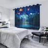 2pcs/set Horror Halloween Window Curtain Full Moon Night Tomb Iron Gate Back Room Home Bedroom Decor Blackout Polyester Curtains