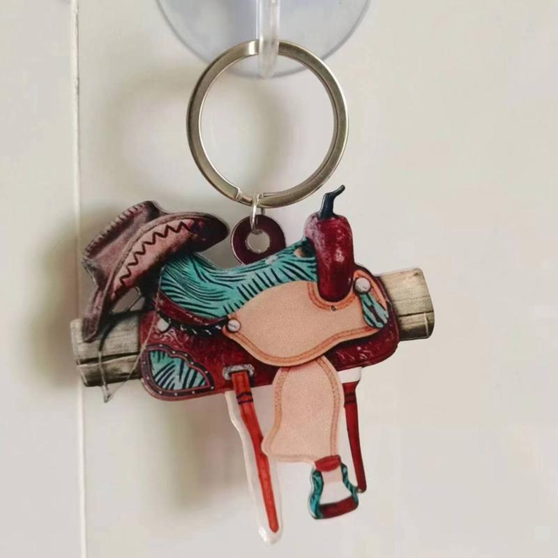 Colorful Saddles Pendant Keychain Acrylic Key Rings Accessory Handmade Keyring Bag Decoration Unique Gifts for Women