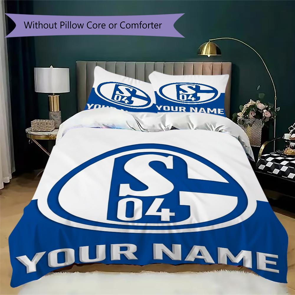 Biancheria da letto FC Schalke 04 con nome personalizzato, Set piumone Copripiumino Federa Regalo di compleanno per la casa(1 * copripiumino + 2 * federa, senza nucleo)_xia