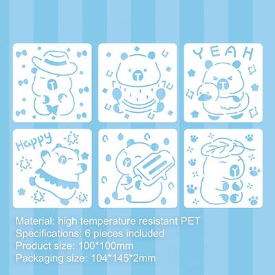 6Sheets Cute Hollow Out Capybara Painting Dies Stamps Stencils Diy Scratch Stamp Painting Template Hand Painting Template