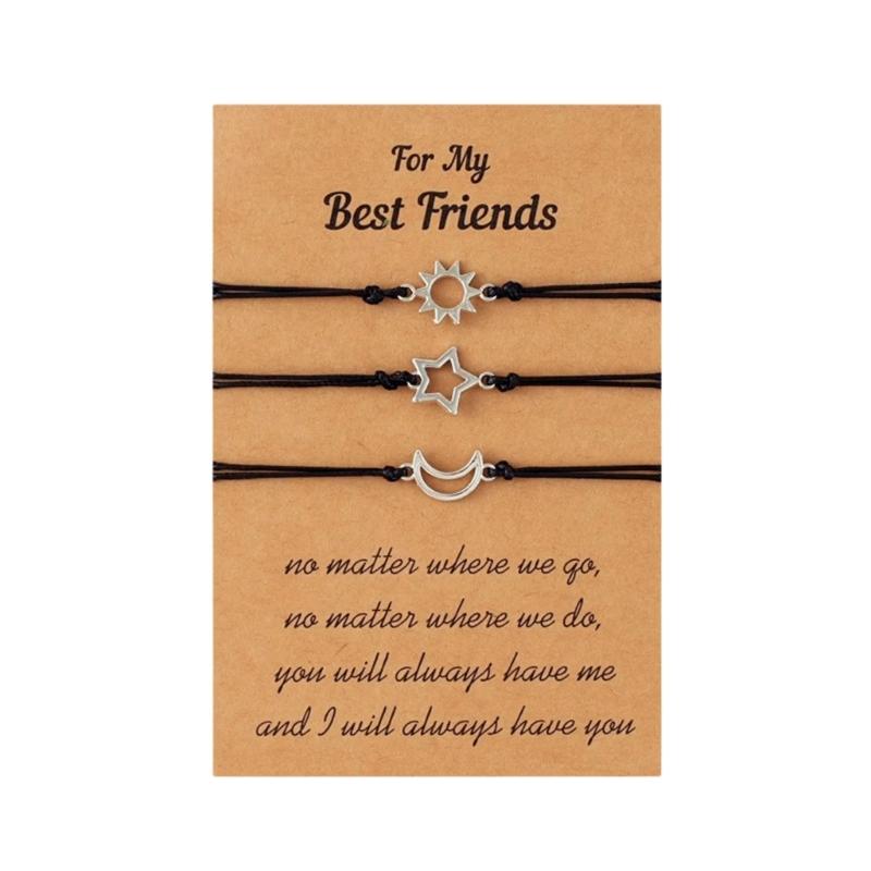 3 шт. Модный плетеный браслет «Солнце, Луна, Звезда», браслеты на шнурке, браслеты отношений, ручная работа 1