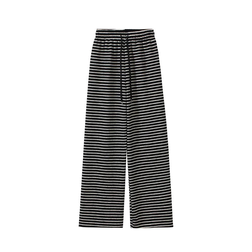 

New Spring and Autumn Striped Casual Pants for Women Lazy and Versatile Walking Pants Draped and Small Mopping Straight Trousers M