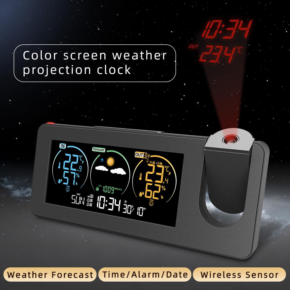 Electronic Projection Clock Weather Calendar Digital Alarm Clock Multifunction Home Office Clock