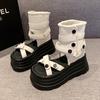 Fashion 8cm Women's Fashion Sexy Roman Sandals Summer Ultra High Heel Wedge Platform Shoes Open Toes Solid Color Sandalias De Mujer