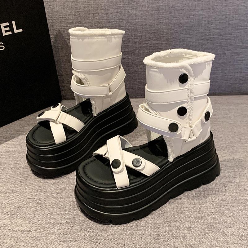 Fashion 8cm Women's Fashion Sexy Roman Sandals Summer Ultra High Heel Wedge Platform Shoes Open Toes Solid Color Sandalias De Mujer