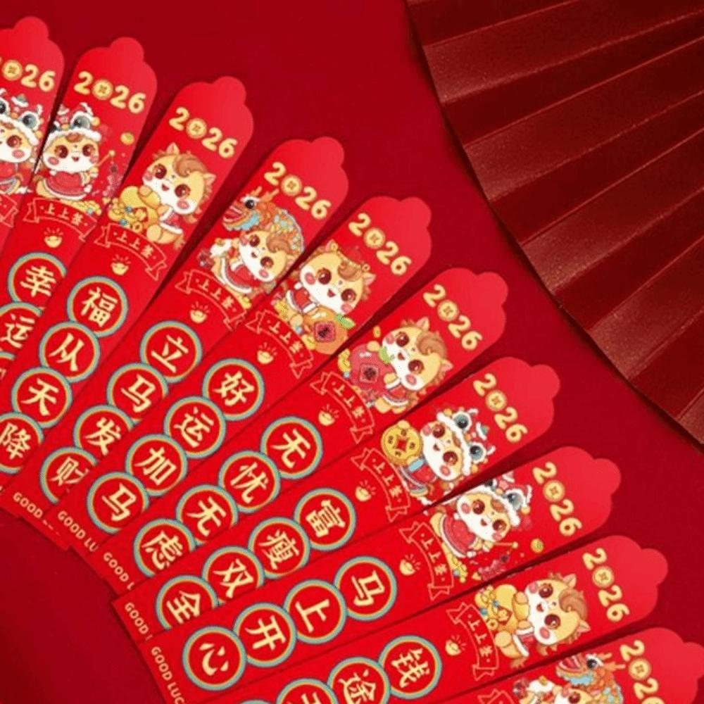12pcs Traditional 2026 Horse Year Red Envelope Good Luck Lucky Draw Red Pockets  Family Reunion