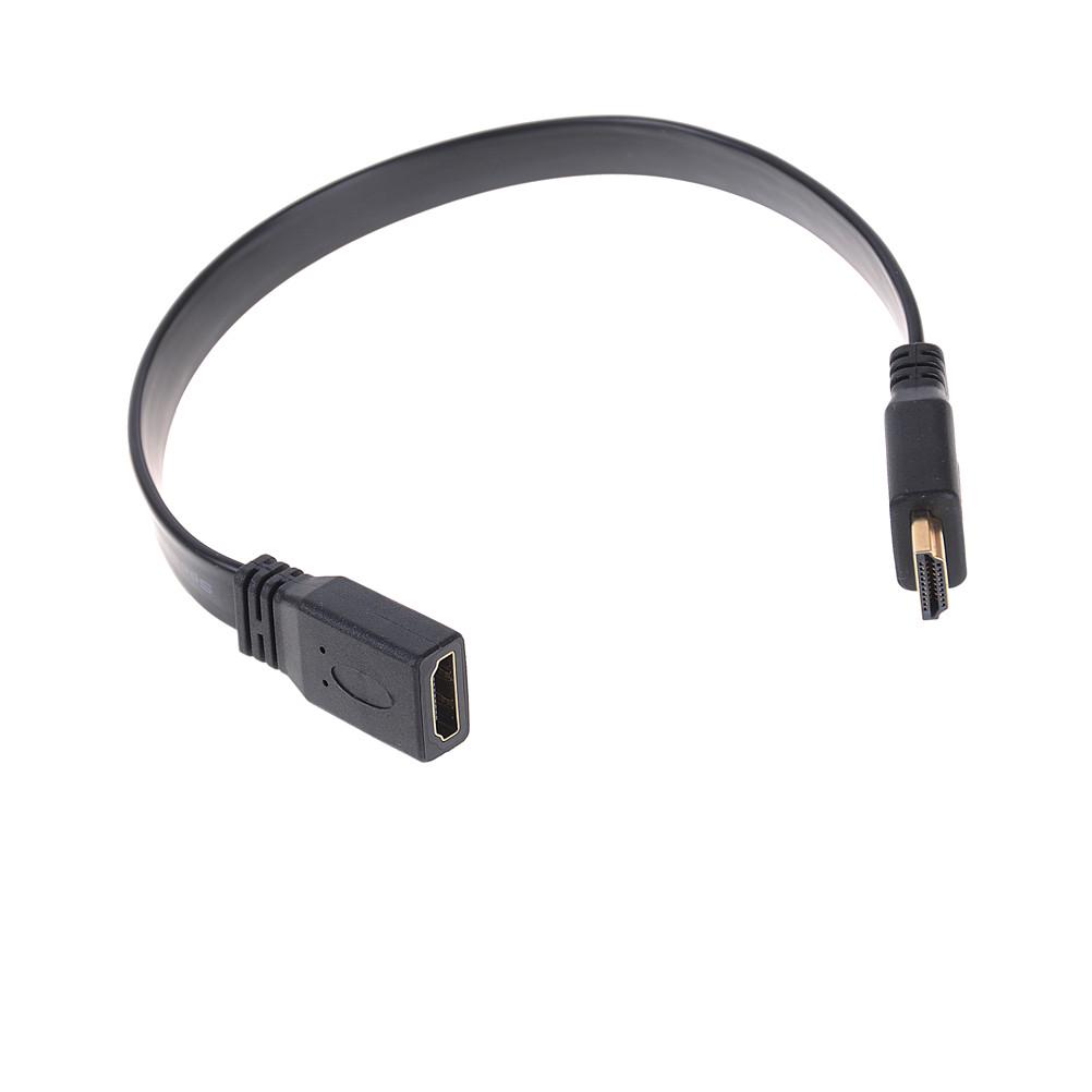 30Cm Short Flat Hdmi Extension Lead Gold Female Socket To Male Plug Cable