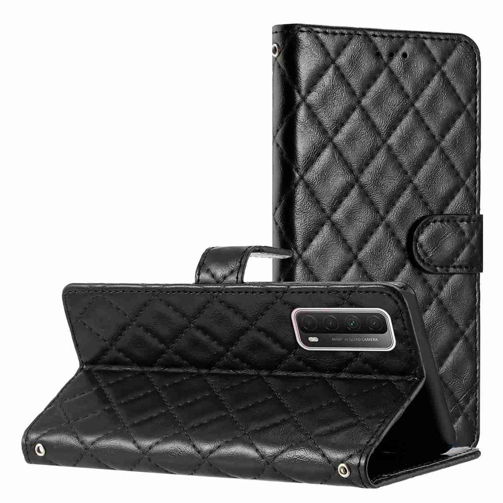 Quilted Pattern Faux Leather Wallet Case for Huawei Honor Series.Honor10 Lite Honor200 Honor300 P20Lite... 360° Protection with Card Slots & Stand