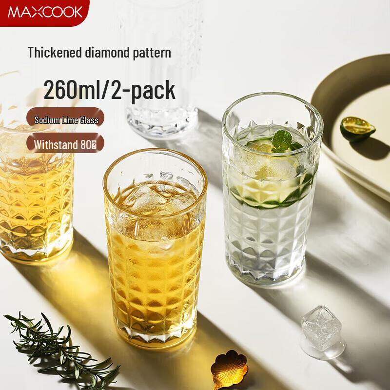 MAXCOOK Crown Pattern Glass Cups, Set of 6