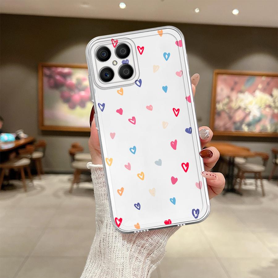 Colorful Cartoon Love Heart Case for Honor 90 Lite X9a X9b X8b X8 X7b X8a Soft Phone Cover