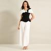 A New Spring and Summer Collection of Elegant and Sophisticated Two-piece Trousers with Contrasting Colors for Women
