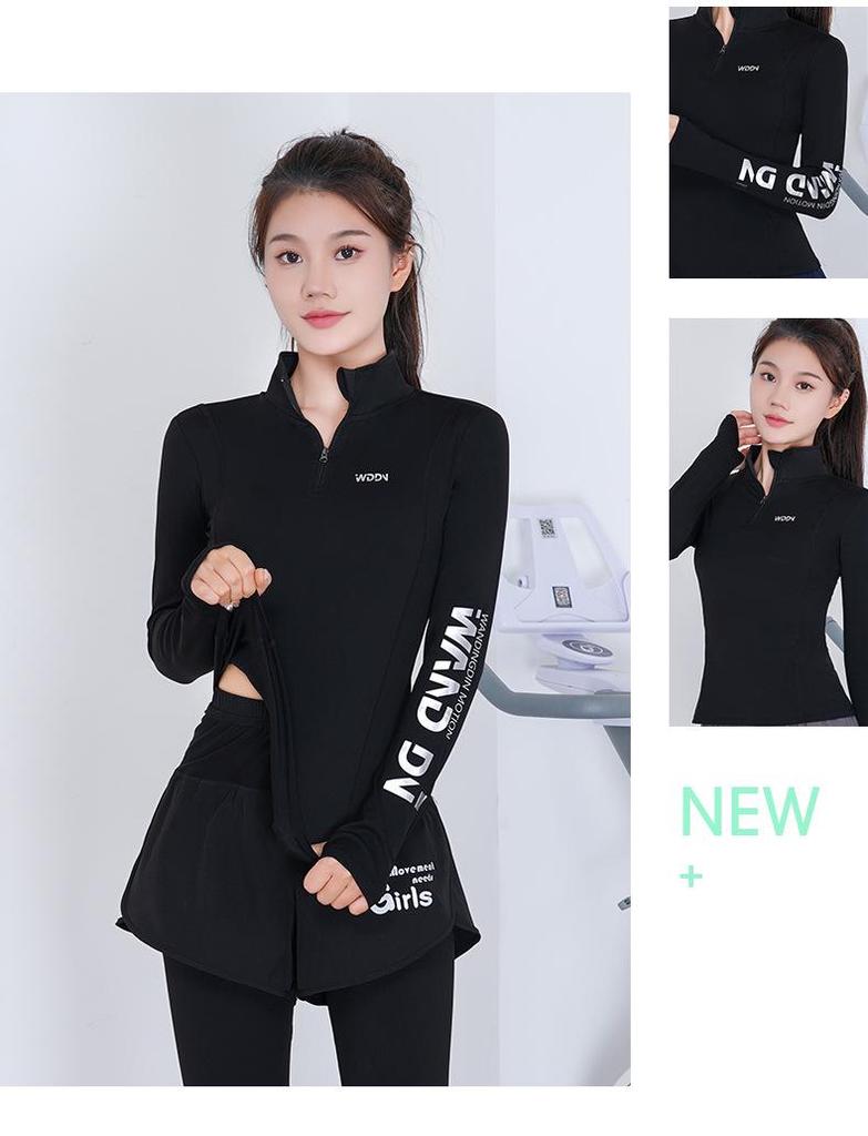 Women's Fleece-Lined Yoga Top: Warm, Quick-Dry, High-End Feel, Half-Zip, Long Sleeve. Perfect for Autumn/Winter Fitness.