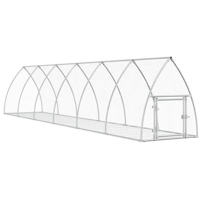 VidaXL Hutch, Rabbit Cage with Door, Chicken Coop, Outdoor Run for Ducks Small Animals, Silver Steel 3281529