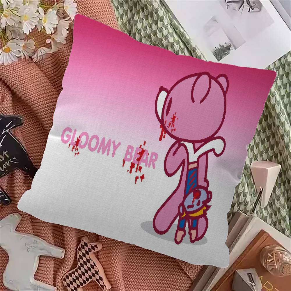 G-Gloomy Bear Cartoon Maple Design Cushion Cover Happy Autumn Harvest Decor Holiday Decorati Pillow Cover