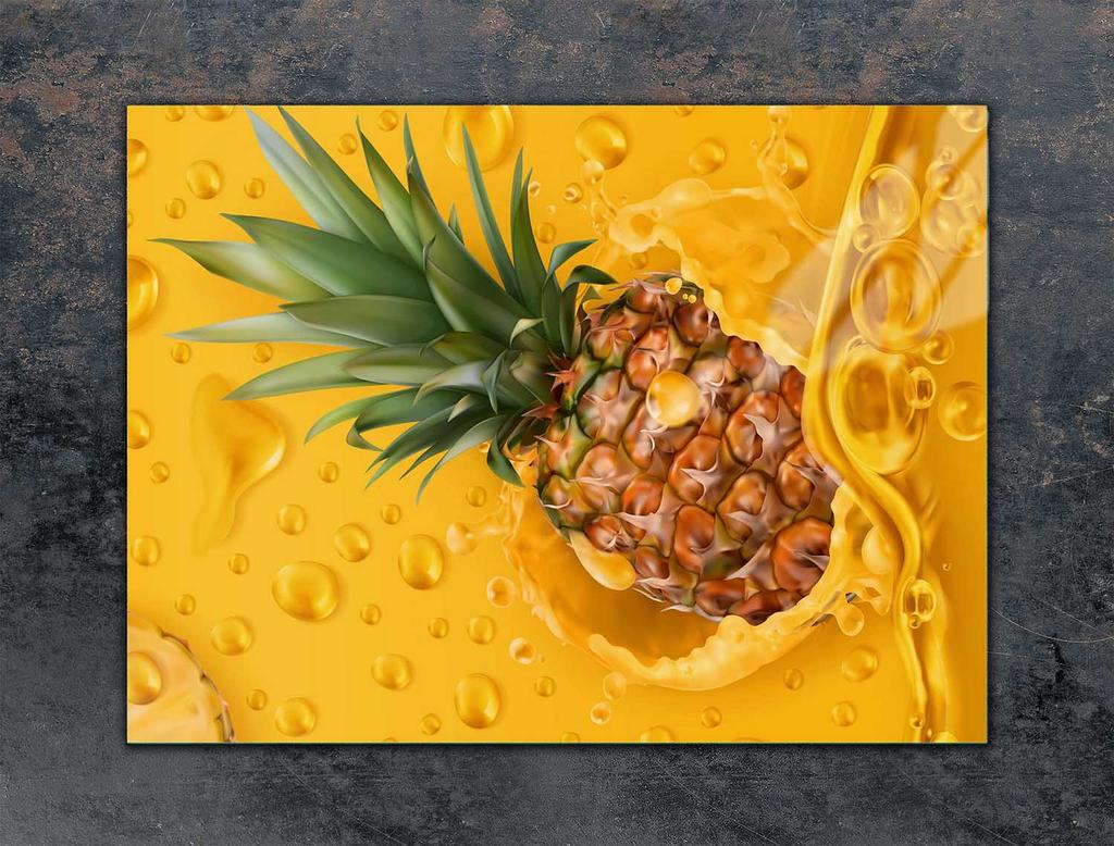 SZKLANA PŁYTA OCHRONNA NA KUCHENKĘ 70x52 ANANAS
