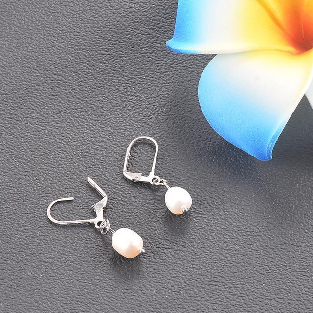 1 Pair Stainless Steel Freshwater Pearl Drop Earrings for Women Girls Pearl Elegant Accessories