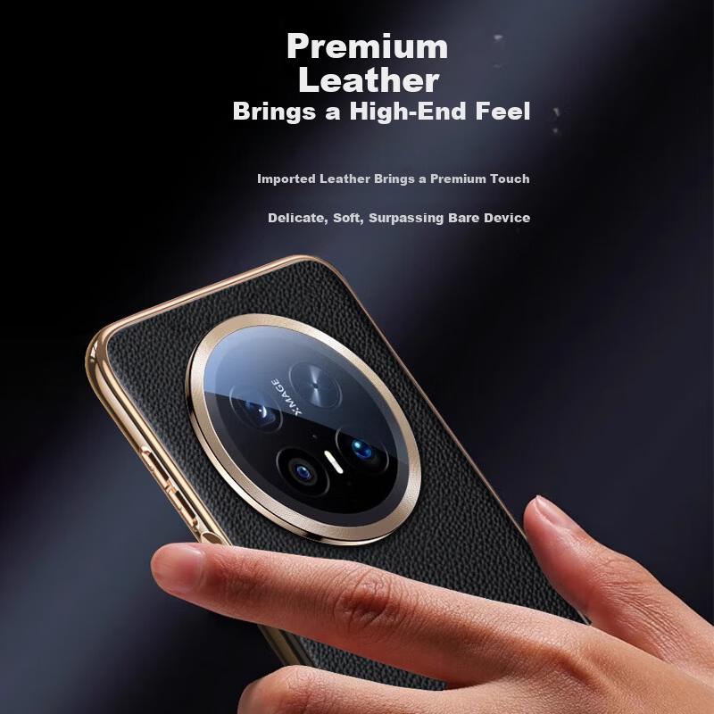 Gilded Genuine Leather with Lens FilmHuawei Mate70 Pro Phone Case Mate70 Pro+ Matte Leather Electroplated Lens Full Coverage Ultra-Thin Shockproof