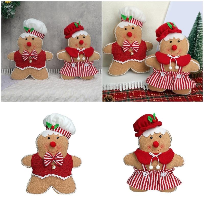 Holiday Polyester Gingerbreads Doll Decorative Pillow With Polyester Filling for Winter Comfort
