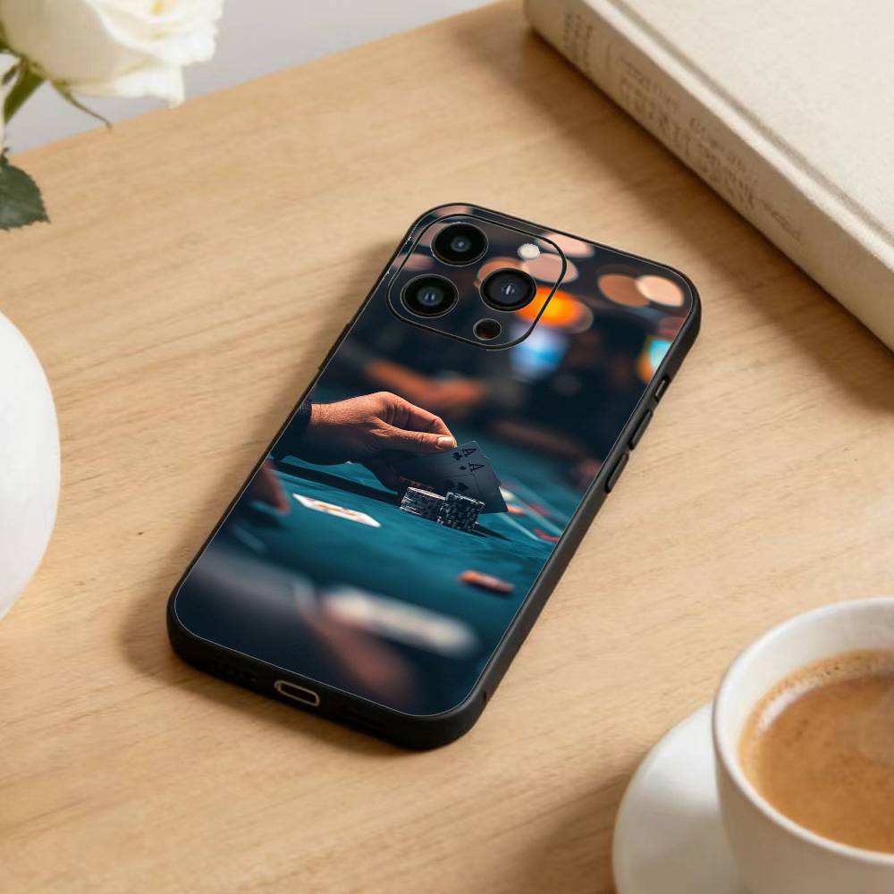 p-poker Phone Case For iPhone17,16,15,14,13,12 Plus,Max Soft Silicone Black Cover