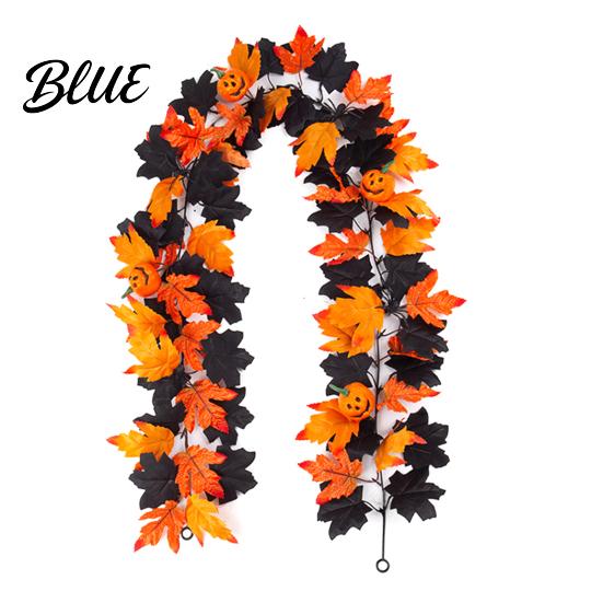 Realistic Floral Ornaments Halloween Artificial Maple Leaf Vine Decor Fall Wall Hanging Garland Silk Flowers for Party Scene Spooky Thanksgiving