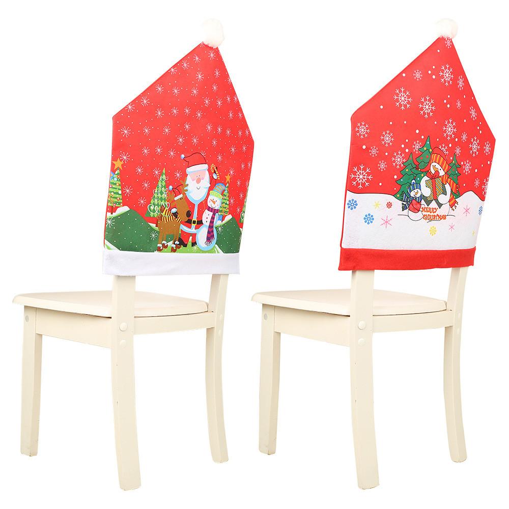 Festive Chair Covers Featuring Santa Claus And Snowman Designs For Christmas Decorations