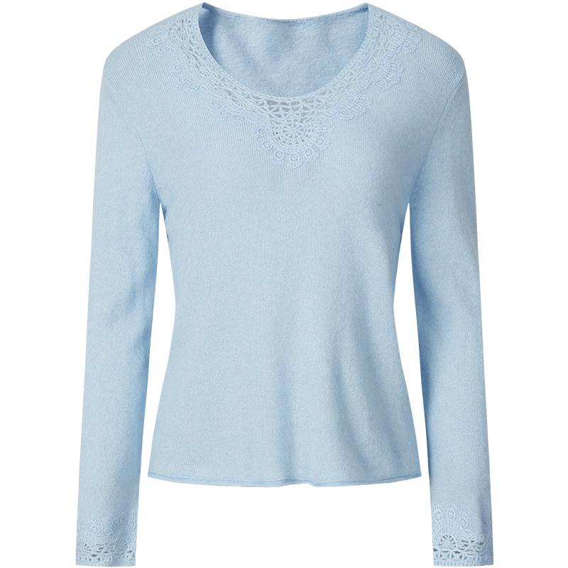 Jiuzi Annacoco French Lace Crochet V-Neck Wool Knit Sweater L
