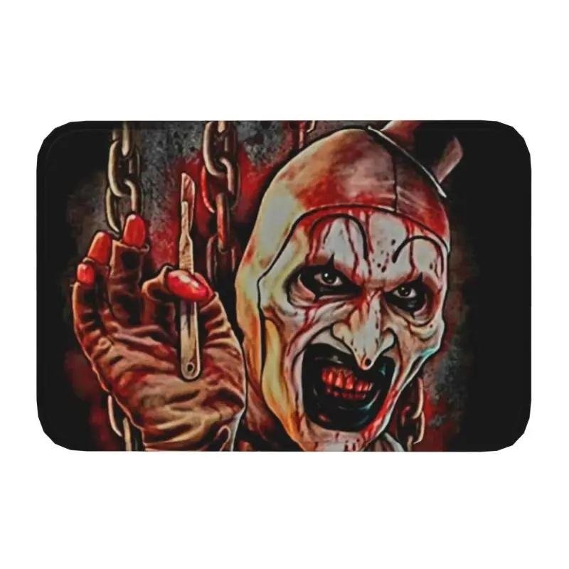 Horror Halloween Movie Terrifier Clown Front Door Mat Anti-Slip Indoor Absorbent Doormat Kitchen Balcony Entrance Rug Carpet