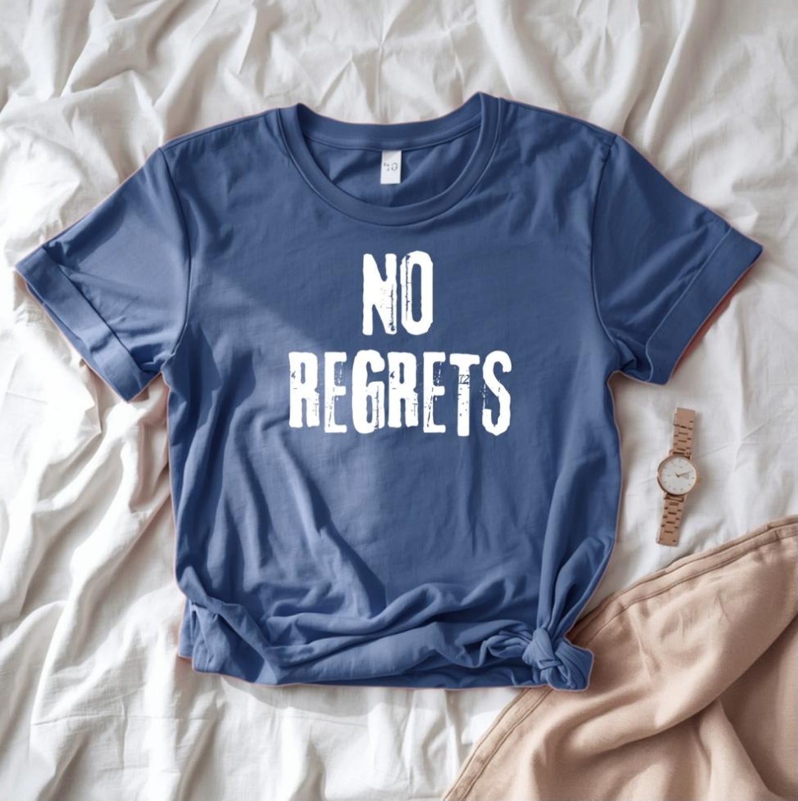 No Regrets Shirt, Motivational Quote T-Shirt, Bold Statement Tee, Inspirational Graphic Shirt, Minimalist Quote Tee S