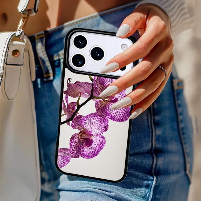 Orchid Flowers Colorful Phone Case For iPhone 17 Air 14 15 13 12 Max Cover For Apple 16e 11 Pro Max Plus Coque