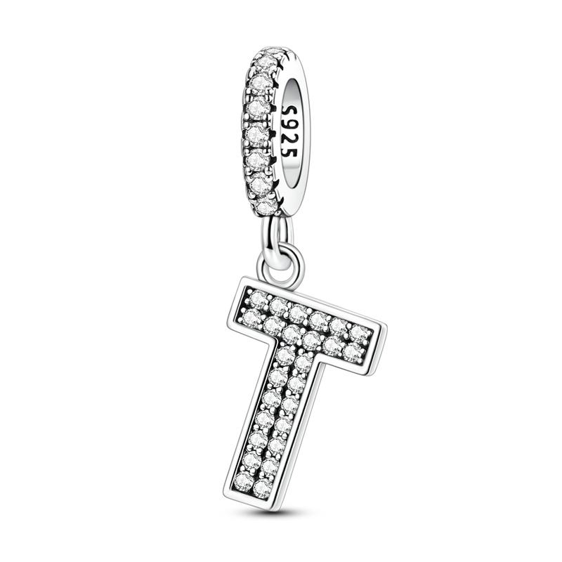 New 26 A-Z Diy Letter Charms Beads Pendant Copper Fit Original Bracelets Bead Making Anniversary Women Jewelry Gift