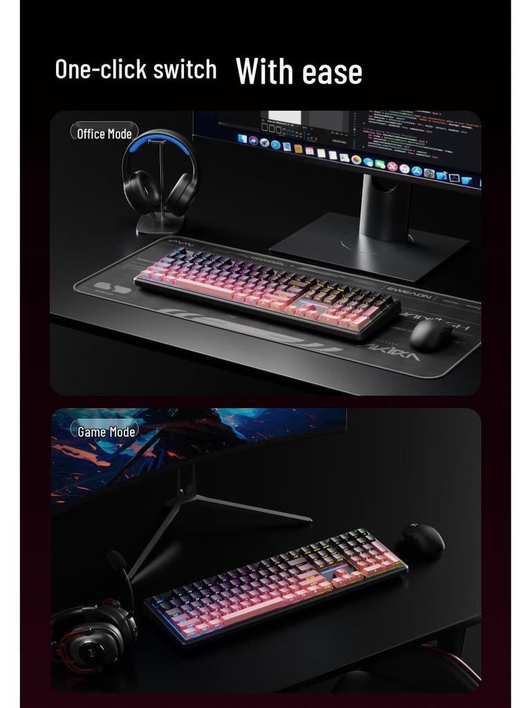 QianXingZhe V108 Wireless Bluetooth Three-Mode Quiet Mechanical Keyboard for Office, Gaming & E-sports.