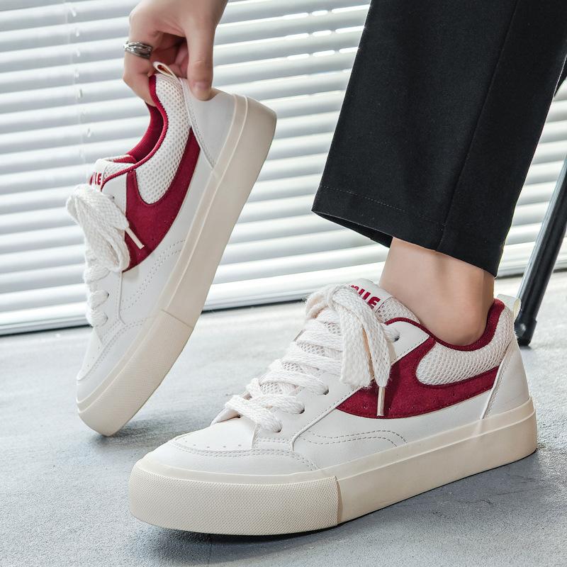 Trend Hong Kong style low-top leather casual board shoes men's new non-slip and wear-resistant sports trendy shoes comfortable soft-soled white shoes