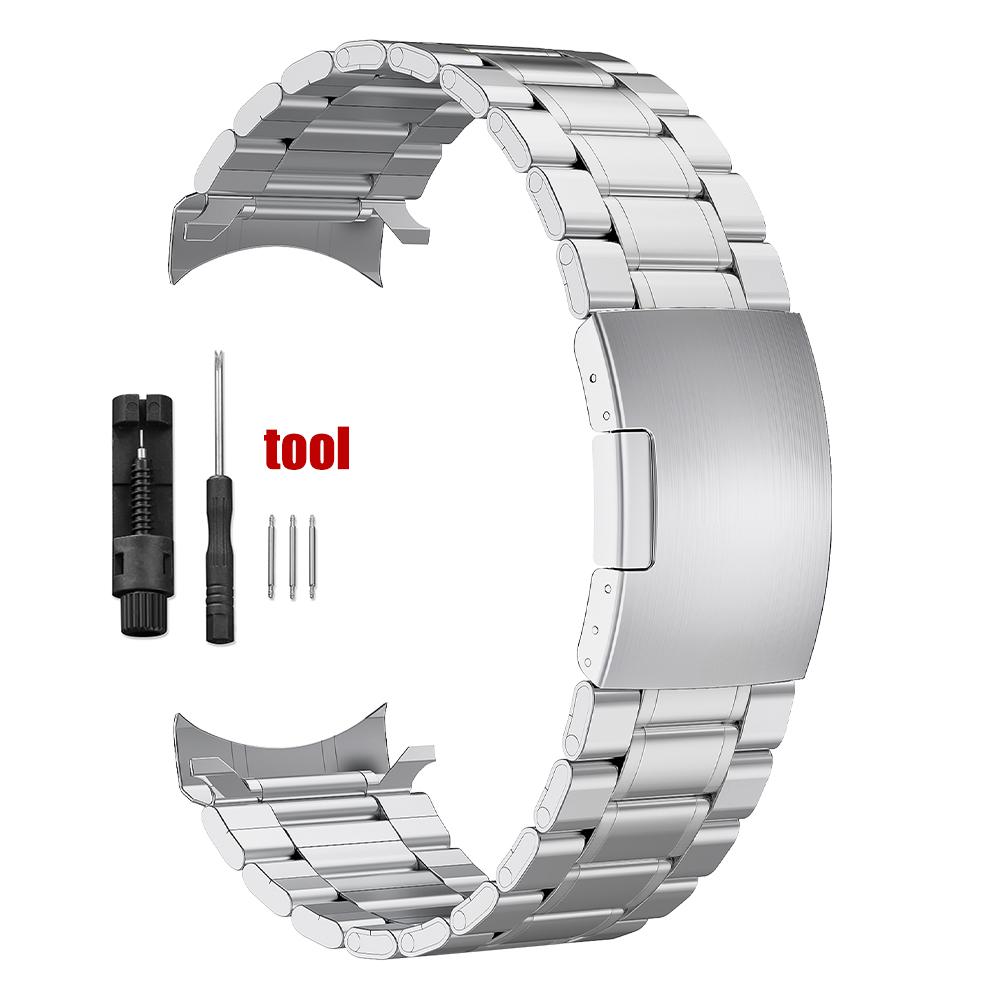 

Ремешок для часов из нержавеющей стали с изогнутыми концами, универсальный ремешок, складная застежка-безопасность, браслет, мужской, 20 мм, 22 мм, аксессуары для ремешка часов 20mm серебряный