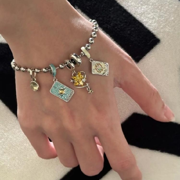 Vintage Bransoletka Inspirowana Słońcem, Księżycem i Gwiazdami Wytrzymały Łańcuszek ze Stopu Biżuteria na Urodziny Modne Akcesoria