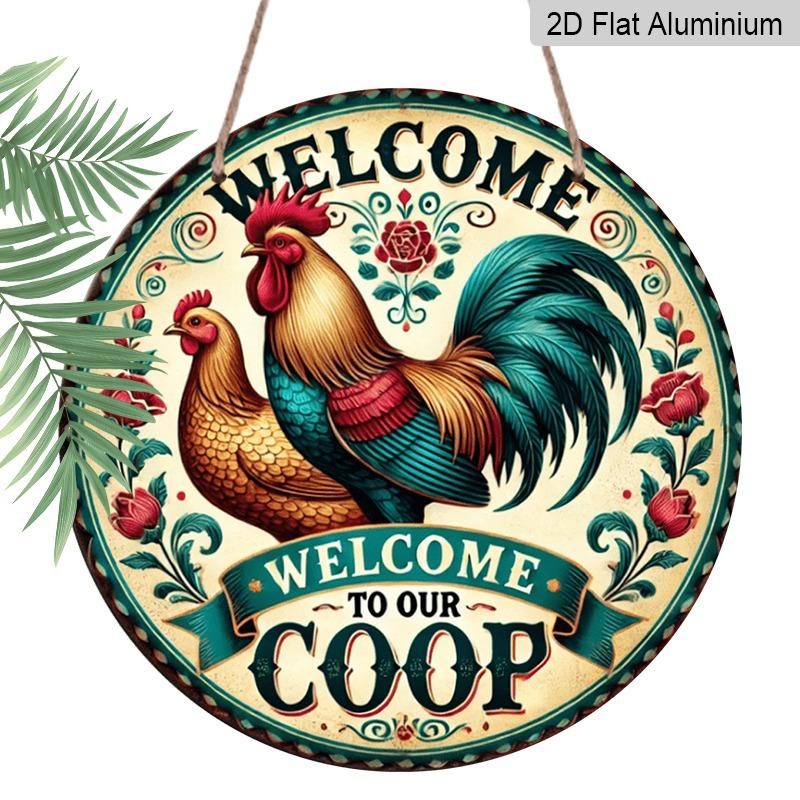 

2D Flat Retro Round Aluminum Welcome Sign Wall Decoration, Multiple Sizes, Rustic Farmhouse Style. Suitable for Hanging in Indoor and Outdoor 20*20cm
