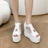 Fashion 12.5CM High Heels Sandals Clogs Wedge Female Shoes Summer Increasing Height Open Toe Platform Sandals Fashion Closed Peep Boots