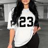 Summer Women 23 Printed Plus Size Clothes Women Casual Loose Sports Fashion Round Neck Short Sleeve Tops Plus Size T-shirt