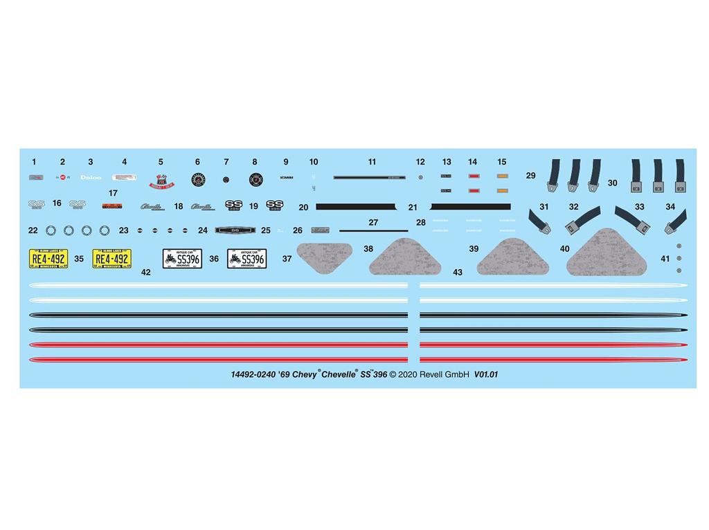 Americký model Chevelle SS 396 úrovně 69, plastový model 14492, měřítko 1/25.