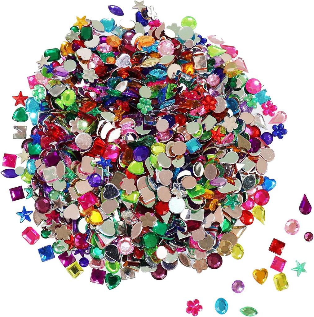 1200 Pcs Acrylic Flatback Rhinestones12 Different Shape Gems for DIY Craft Jewels Gemstone Wedding Birthday Decoration