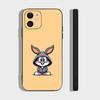 Animal Bunny For IPhone 17 Air 16 15 14 13 12 11 Pro Black Soft Cover Phone Case